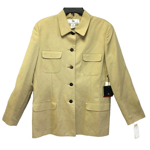 Danielle Steel Jackets & Blazers - NWT Danielle Martin Women 12 Blazer Jacket Long Sleeve Work Linen Beige Lining